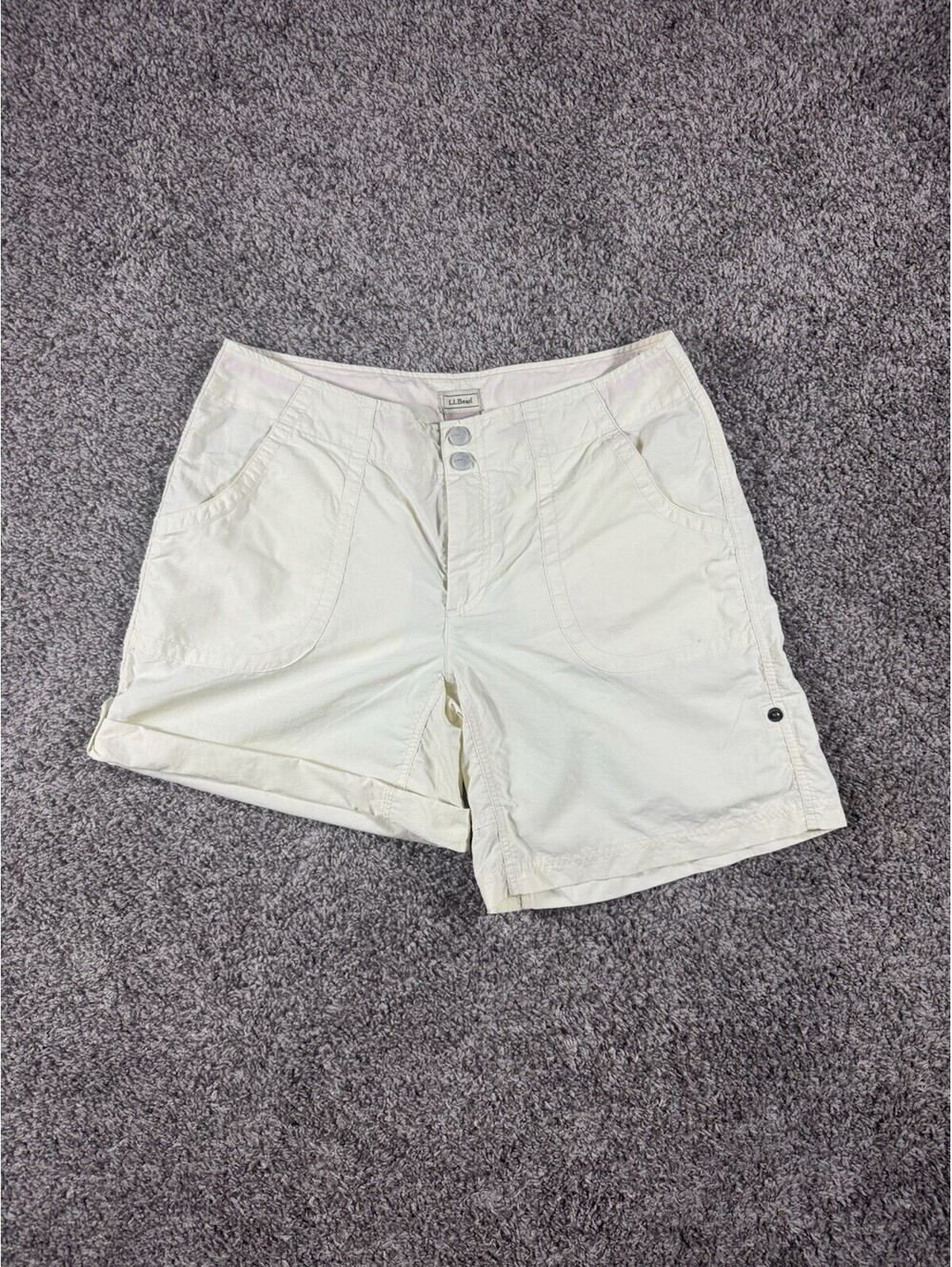 L.L.Bean Womenโs Shortsโ Size 12 Yellow Nylon Stretch Hiking Zip Pockets